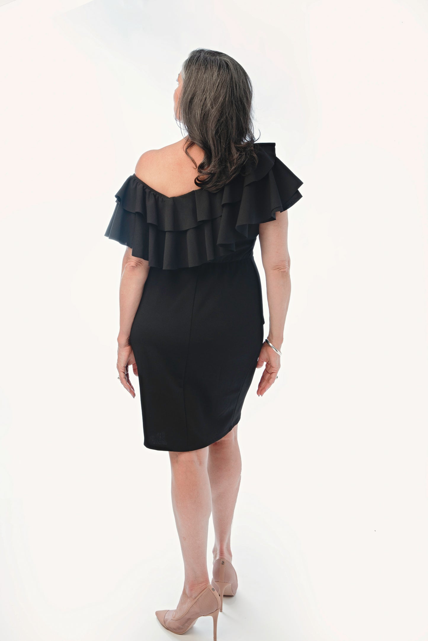 The Miracle-Off shoulder black pencil dress