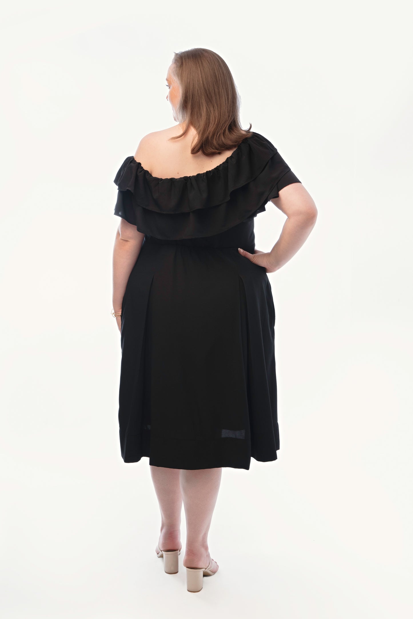 The Allure - One shoulder black pleated dress