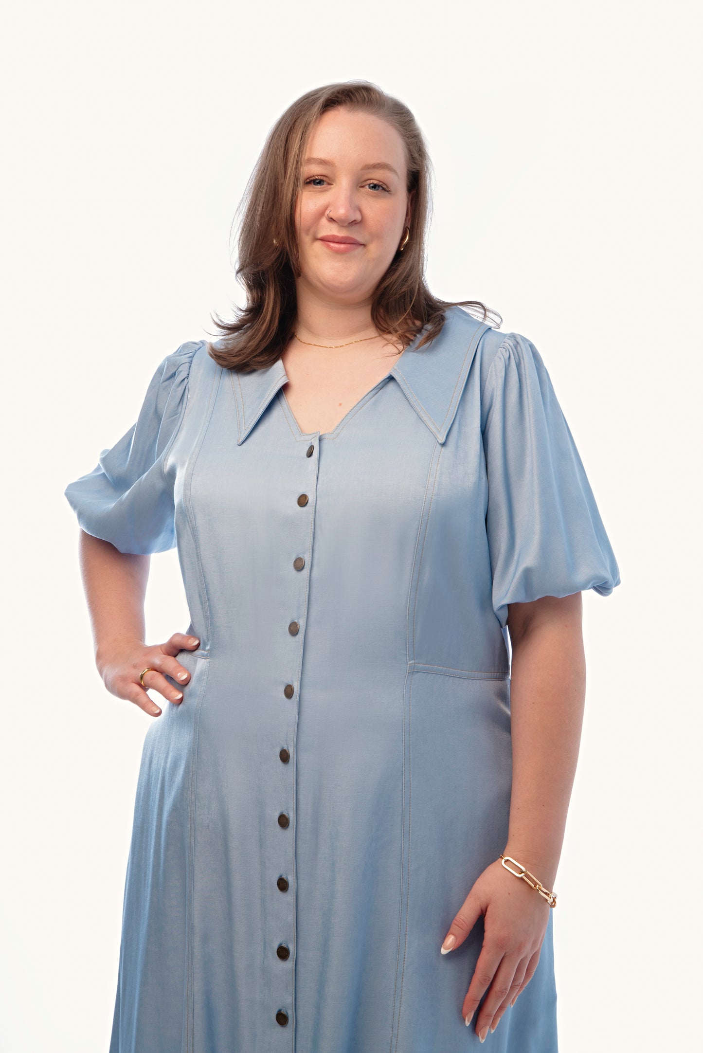The Empowering- Powder blue midi shirt dress