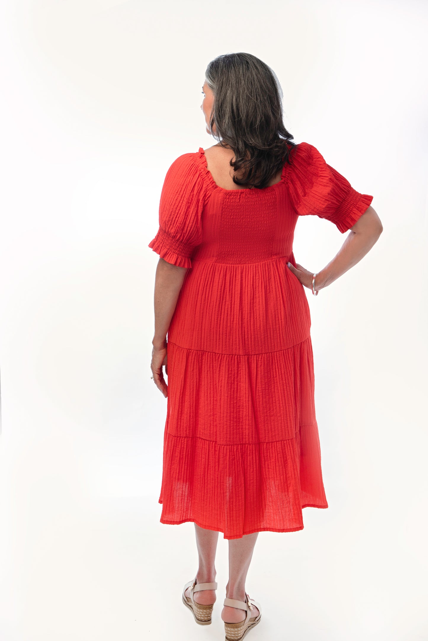 The Effortless - Flame red tier dress